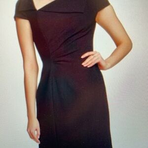 Tahari Arthur S Levine Black Asymmetrical Neckline Sheath Dress /  Size 10